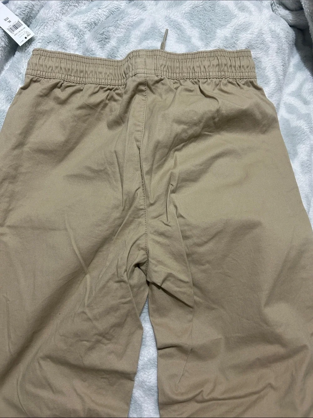 Kids Neutral Stretch Drawstring Pants - Khaki perfect for school uniforms